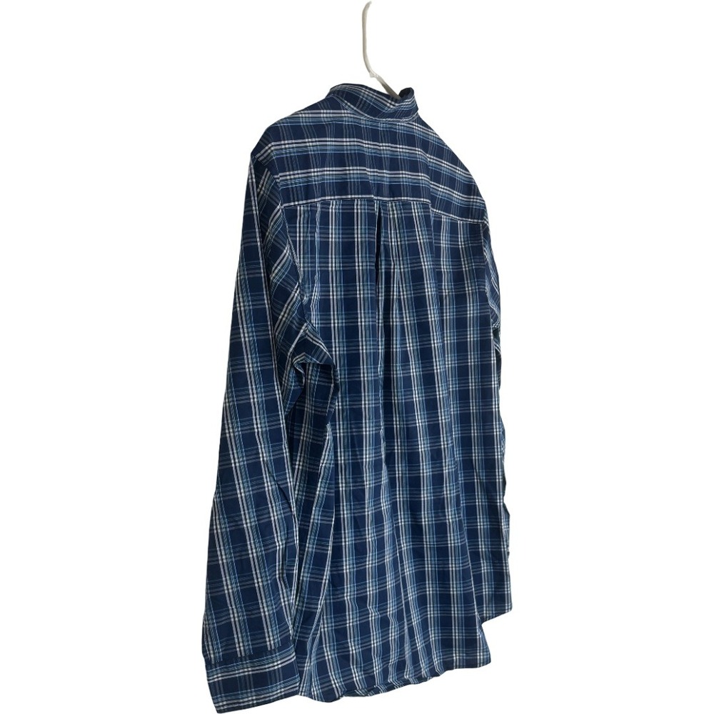 Chaps Button Down Shirt Mens Medium Dark Blue Plaid Stretch Easy Care LongSleeve - Picture 7 of 11